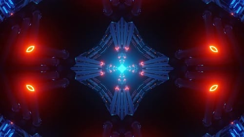 Abstract Futuristic Neon Tunnel Lights Loop Background