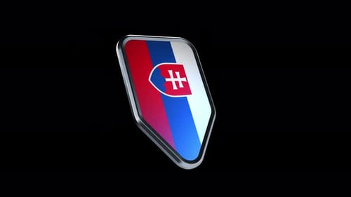 la aparición de una insignia de metal con la bandera del país «Eslovaquia» (canal alfa)