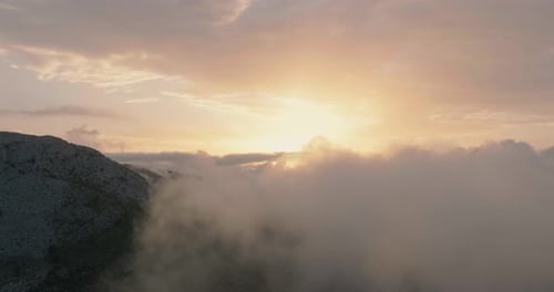 Aerial View of Mountain Landscape at Cloud Level