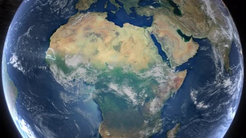 Realistic Earth Orbit and Zoom Glowing Borders Senegal