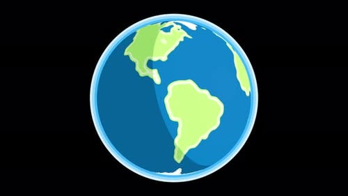 Abstract Minimal Stylized Graphical Earth Rotating Seamless Loop