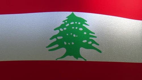 Realistic Waving Lebanon National Flag Background