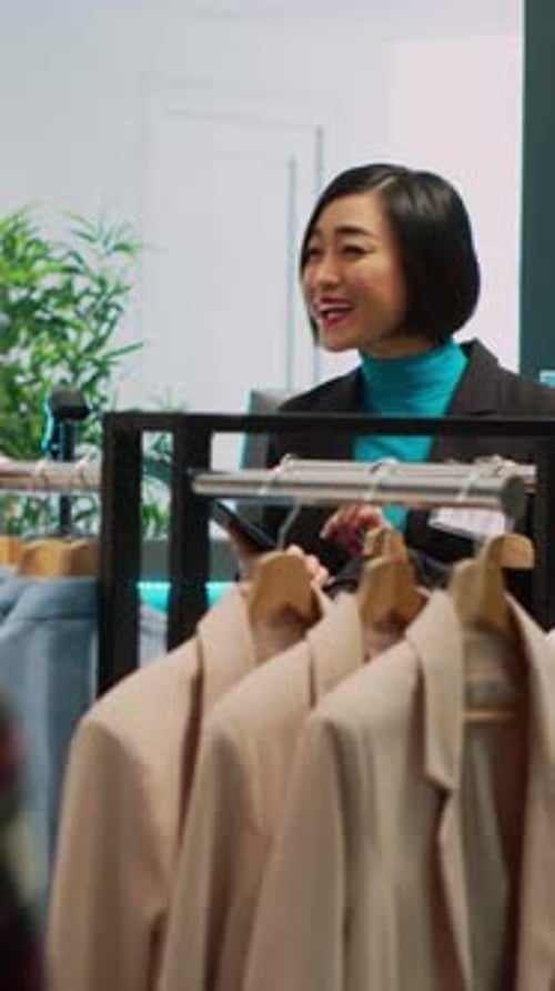 Vertical Video Diverse Women Looking at Store Merchandise on Racks