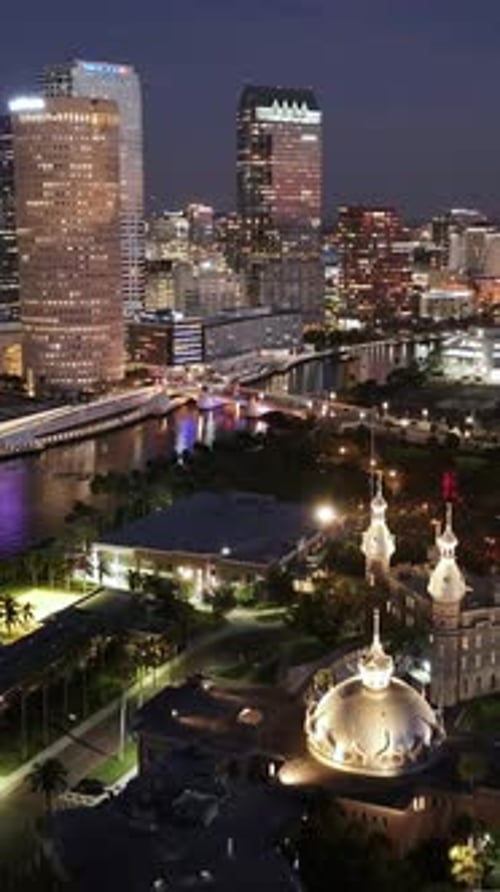 Night landscape of Tampa Skyline At Tampa In Florida United States.