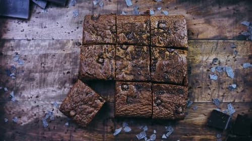 Delicious Chocolate Brownies on Wooden Surface