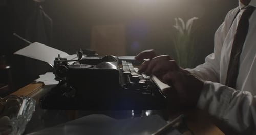 Classic Typewriter in Action Exploring the Creative Writing Process and Its Journey