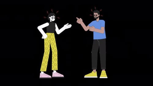 Animated Conflict Between Two People in Flat Design