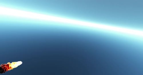 Asteroids meteors or missile flying over the ocean