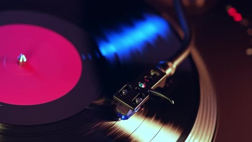 Top View Vinyl Disk DJ Turntable Record playerRotating Plate Needle Stylusloop