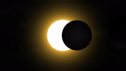 Wenn die Sonnenfinsternis in die Totalität eintritt, werden Sterne im Hintergrund sichtbar. Der Mond geht an der Sonne vorbei