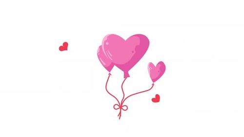 Animated Pink Heart Balloons for Love and Celebration