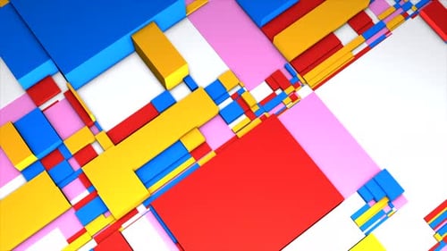 Dynamic Colorful Geometric Blocks Abstract Animation Background