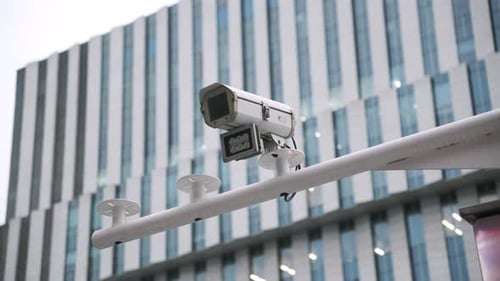 Street Cctv Camera with Building in Background