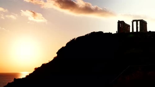 Temple grec de Poséidon, Cap Sounio. Time-lapse