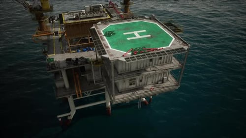Aging Oil Platform in Vast Ocean