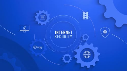 Modern Internet Security Technology Title with Animated Icons