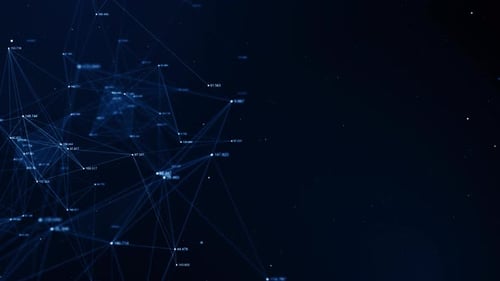 Animated Digital Plexus Network with Connecting Data and Numbers