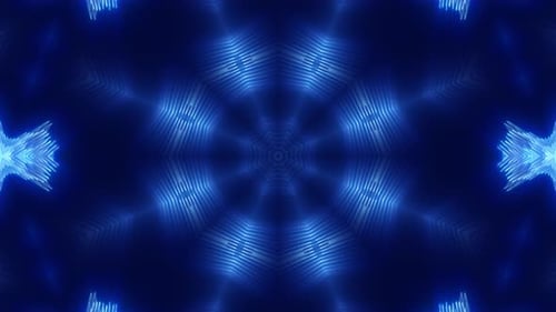 Blue Glowing Geometric Kaleidoscope Pattern Background