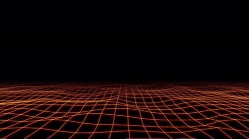 Futuristic Waving Neon Grid Surface Animation Loop Background