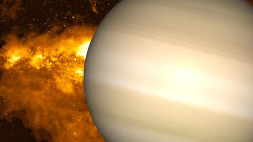 Saturn planet on star with galaxy