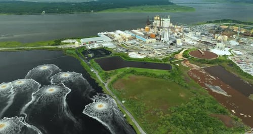 Aeration Pond at Cellulose and Paper Plant in Brunswick GA Poisonous Influence of Manufacturing