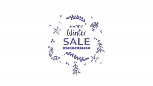 special promo happy winter sale handwritten text animated icon illustration motion graphic