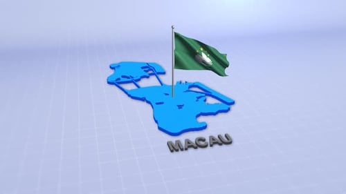 Macau Map With Flag