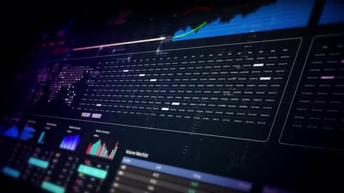 Futuristic Digital Business Interface with Data and Charts