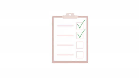Animated Clipboard Checklist with Green Checkmarks Flat Design ...