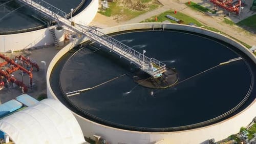 Aerial view of water purification plant