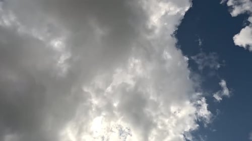 Timelapse Fluffy Cumulus Clouds Moving in Bright Blue Sky Abstract Aerial Nature Summer Sky View