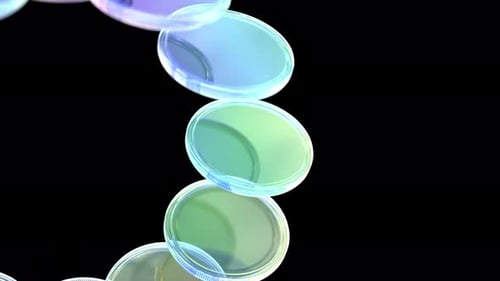 Farbige Glaslinsen auf schwarzer Tasche, die sich endlos schleifen lassen