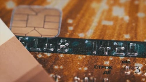 Debit Card Rotates CloseUp