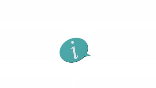 Dynamic 3D Information Icon Reveal Animated Teal Speech Bubble Graphic Element