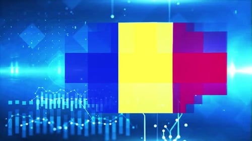 Chad Flag On Economy Background And Graph