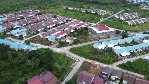 Aerial view of subsidized housing which is neatly arranged on very ...