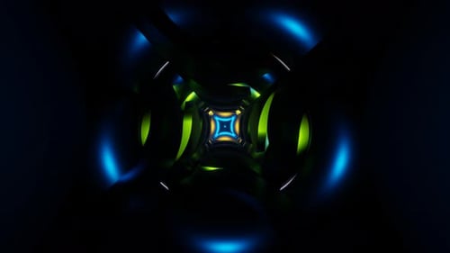 Hypnotic Dance of Multicolor Neon Pulses in a Pulsating VJ Loop