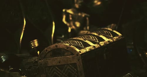 Opulent Golden Treasure Chest Open Reveal Animation