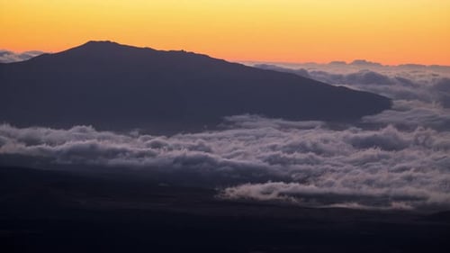 Fog moves near the dorman volcano