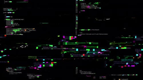 Glitching Code and Digital Data Stream Background