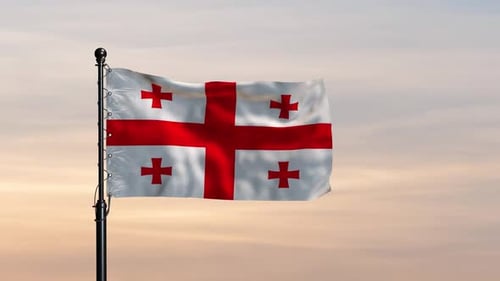 Stunning Georgia Flag Display in a Breezy Sky