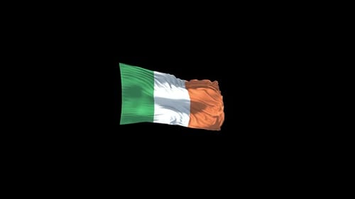Ireland Flag Waving Realistic Animation
