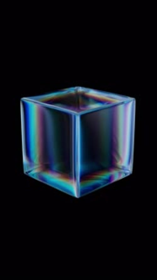 Loop An Abstract Blue Glass Cube Featuring Color Reflections That are Truly Captivating and Vibrant