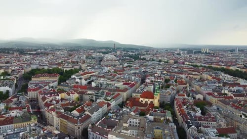 Aerial Views Over the City of Vienna in Austria.
