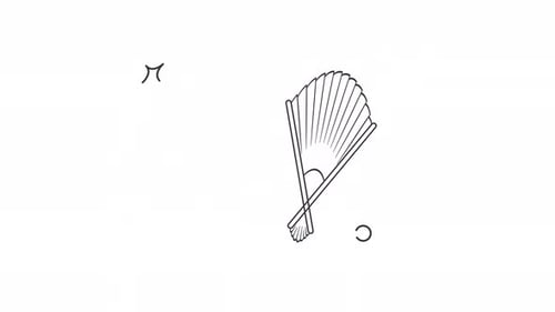 Vídeo de diseño gráfico en movimiento de animación con icono de abanico de mano chino