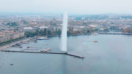 Luftaufnahme von Jet d'Eau de Geneve, Schweiz.