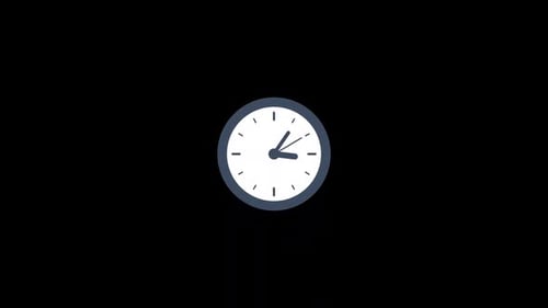 Flat Design Clock Icon Animated with Fast Moving Hands
