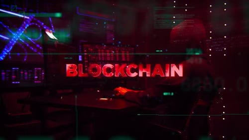 Digital Blockchain Glitch Text Reveal Animation