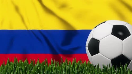 Soccer Background with Colombia Flag 4K Looped