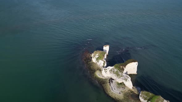 Aerial view of Old Harry Rocks, United Kingdom., Overhead Stock Footage ...